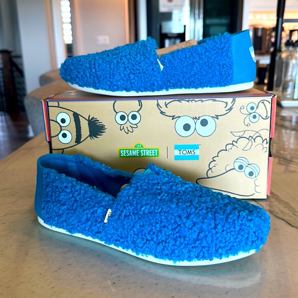 TOMS x Sesame Street collab Limited Edition Cookie Monster shearling shoe